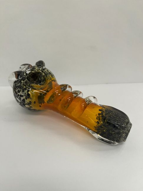 Tobacco Spoon Glass Smoking Pipe - Orange to Black Fading
