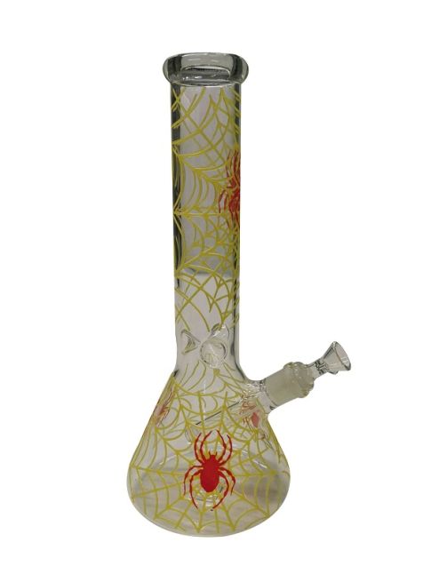 35cm Yellow Spider Web Glass Water Pipe
