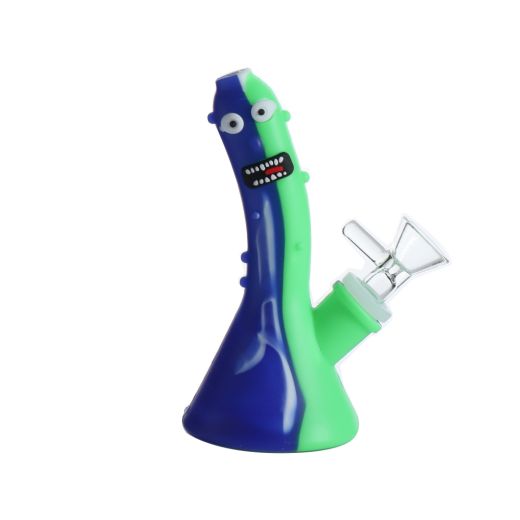 Silicone Water Pipe 14cm. Face Design, Mixed Colors. Small Size